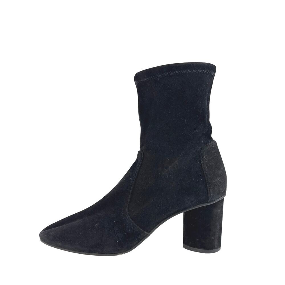 Stuart Weitzman Yuliana Women's Black Suede Block Heels Ankle Sock Boots US 6.5